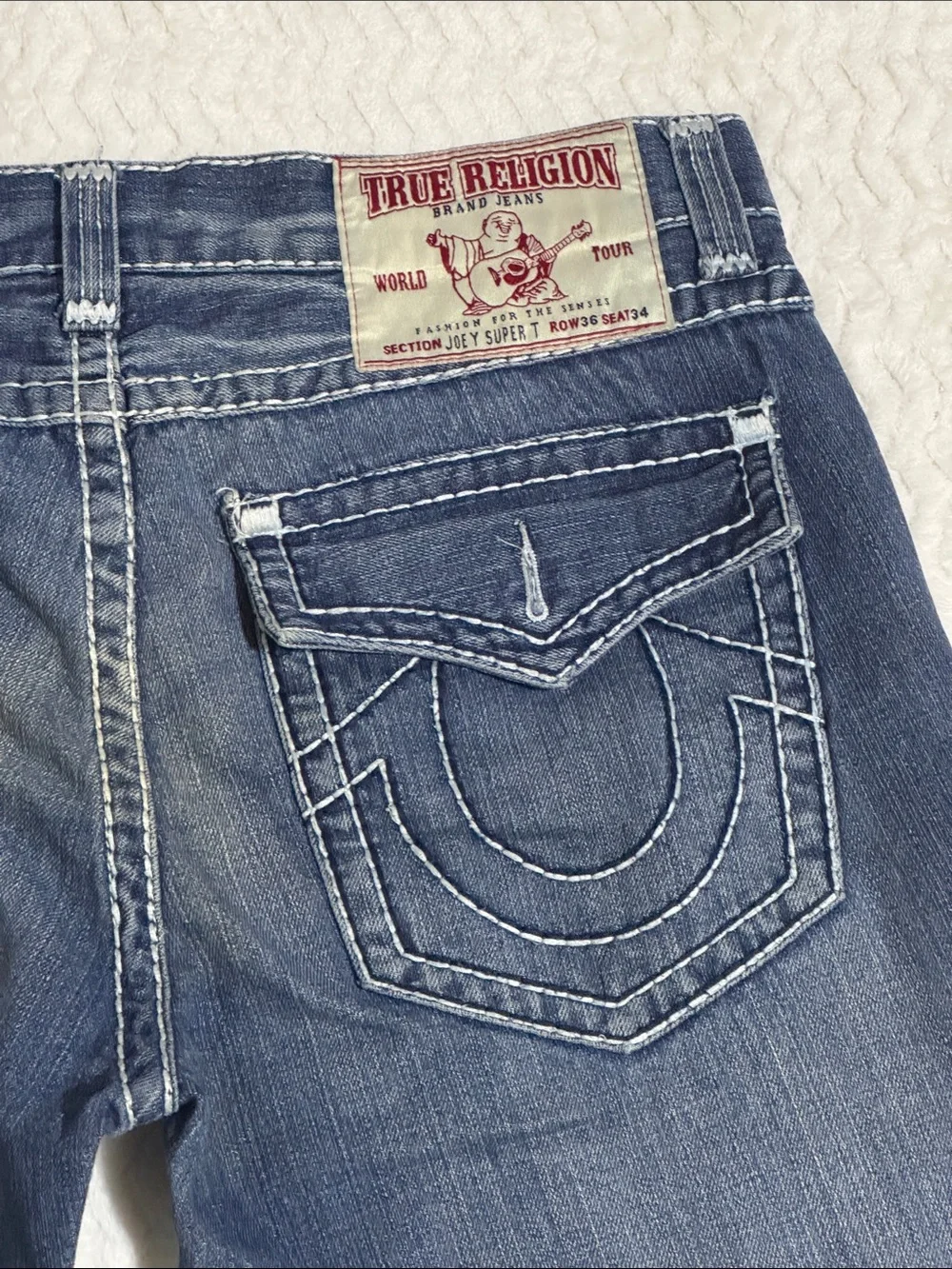 True Religion Joey Super T Denim Jeans Size 36 Embroidery Made in USA